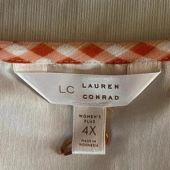Lauren Conrad Sleeveless Dress orange Gingham Women's plus size 4X - Picture 13 of 14